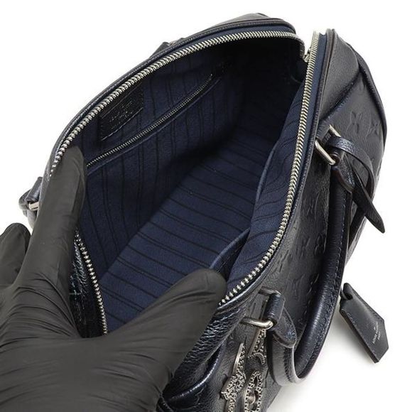 LV Speedy 18 Bandoulière Monogram Flowers Denim M27557  Monogram Eclipse Speedy Bandouliere Metallic Blue Metal Flower